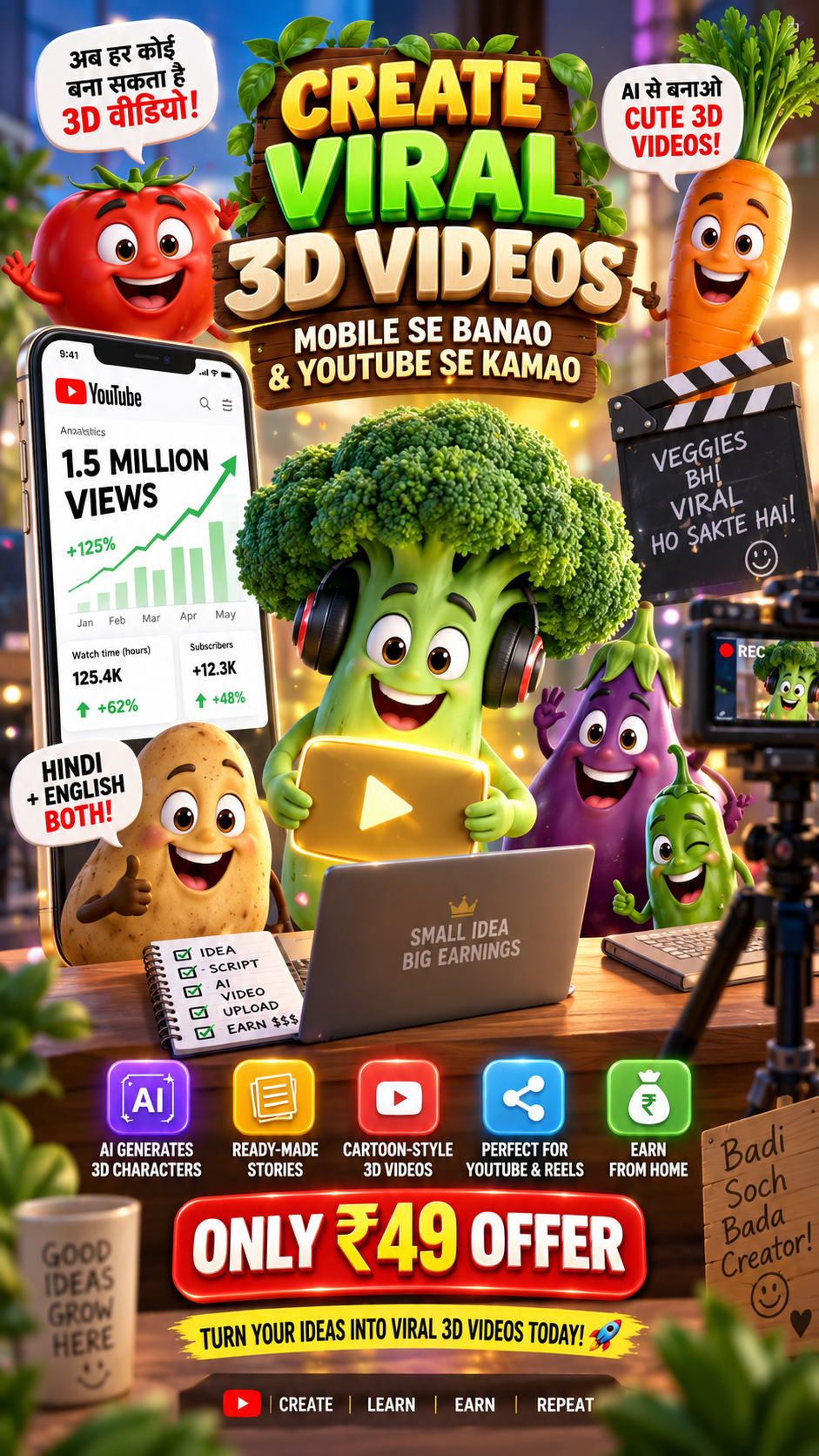 3D AI Vegetable Videos